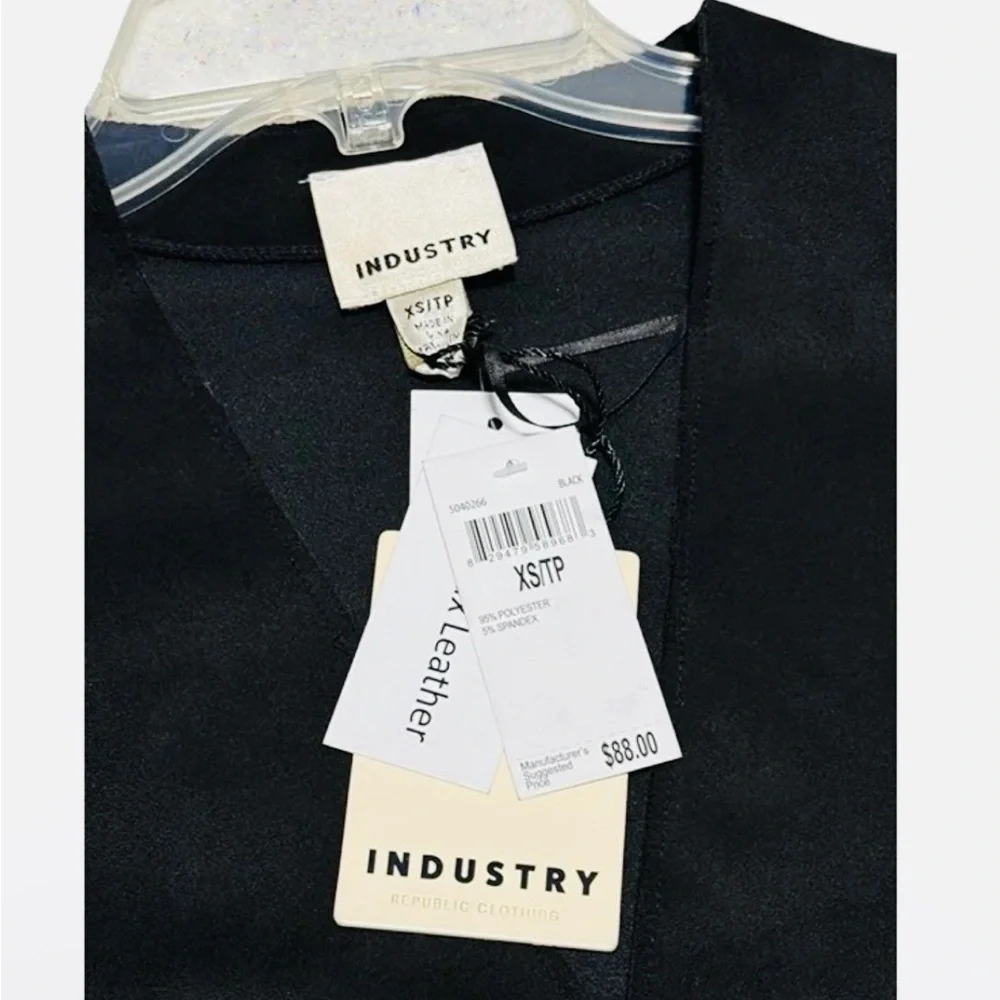 Black Blazer Industry Womens Black Faux Leather Open Front nwt - Picture 6 of 16